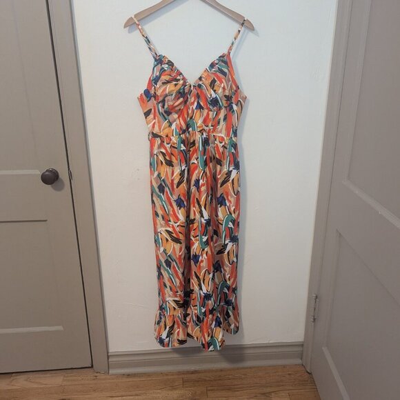 NWT Commense Multi Color Dress Print Cami Midi Boho Resort Wear Sundress - Picture 7 of 11